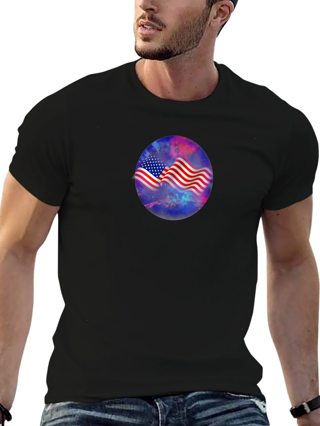 American Flag Galaxy Graphic Tee - Patriotic Style product image 6