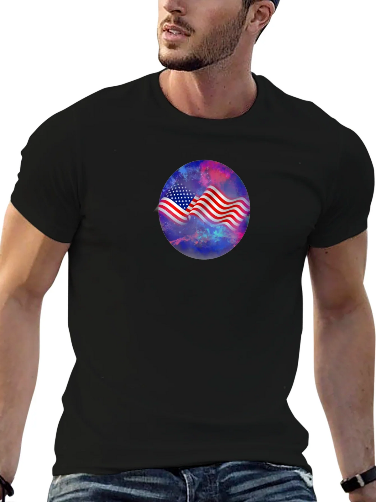 American Flag Galaxy Graphic Tee - Patriotic Style product image 6