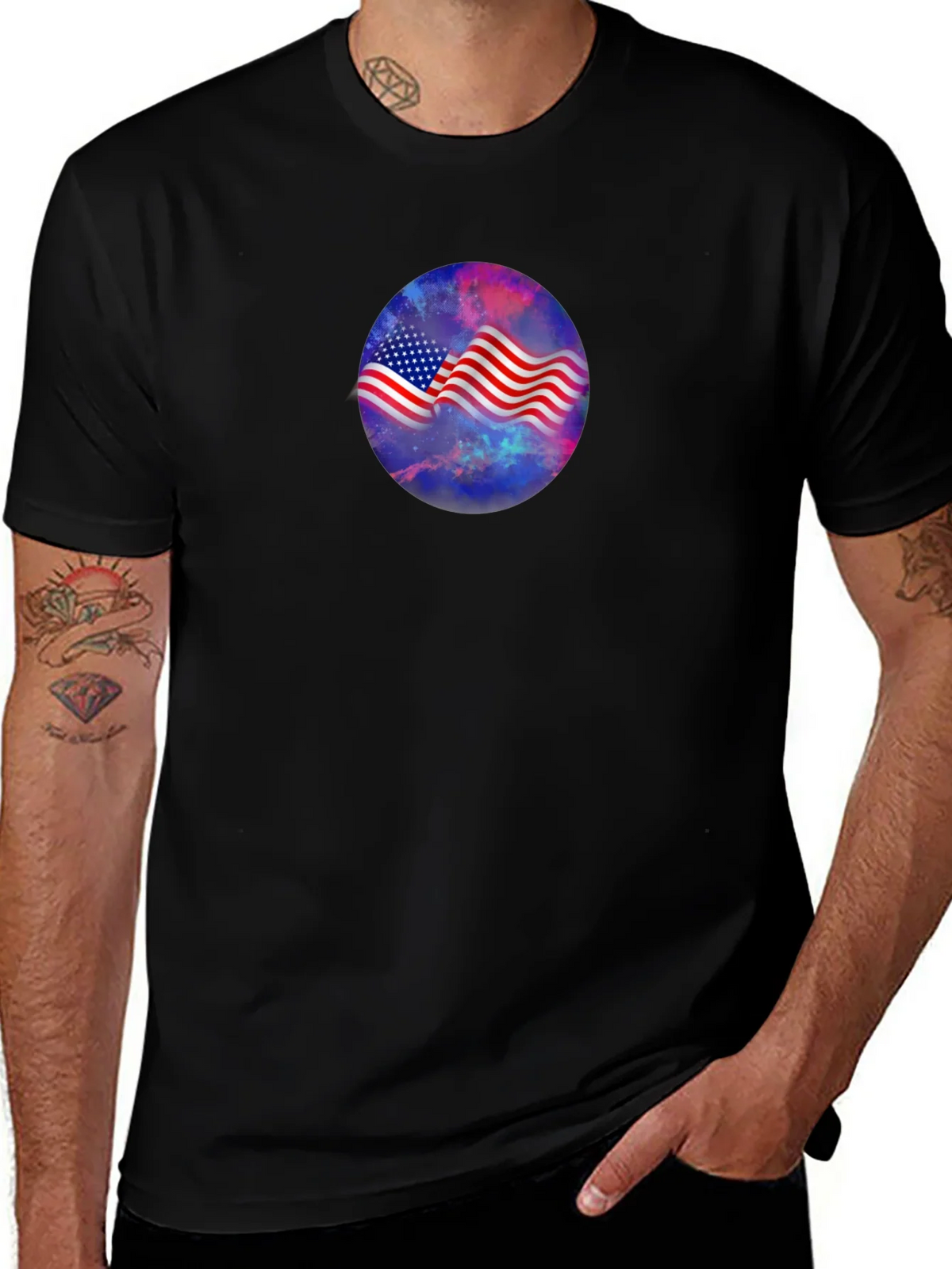 American Flag Galaxy Graphic Tee - Patriotic Style product image 1