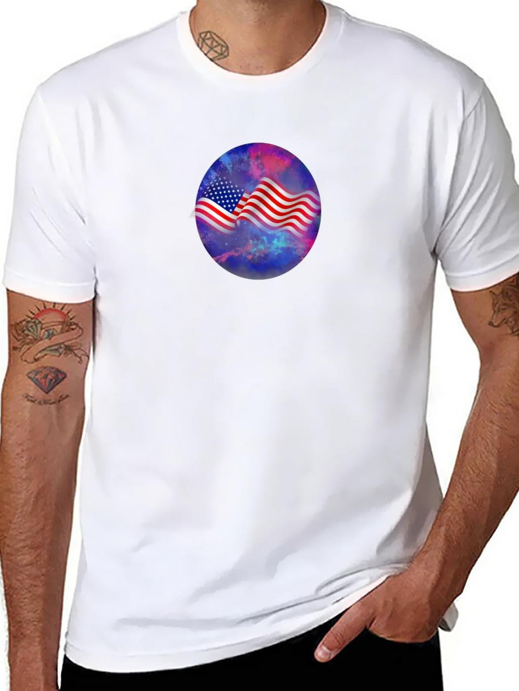 American Flag Galaxy Graphic Tee - Patriotic Style product image 7