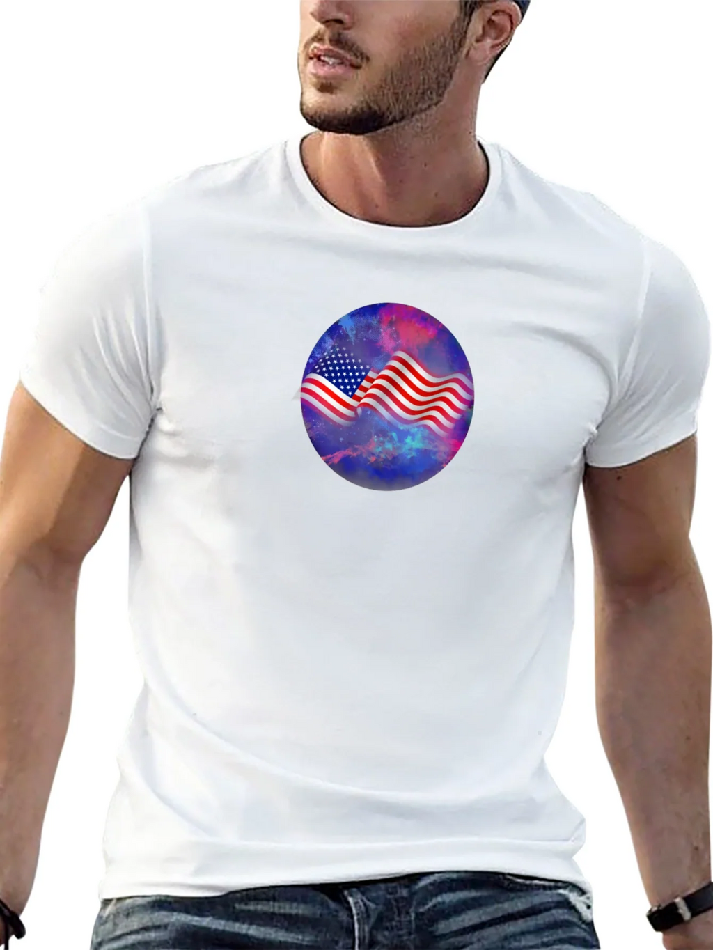 American Flag Galaxy Graphic Tee - Patriotic Style product image 12