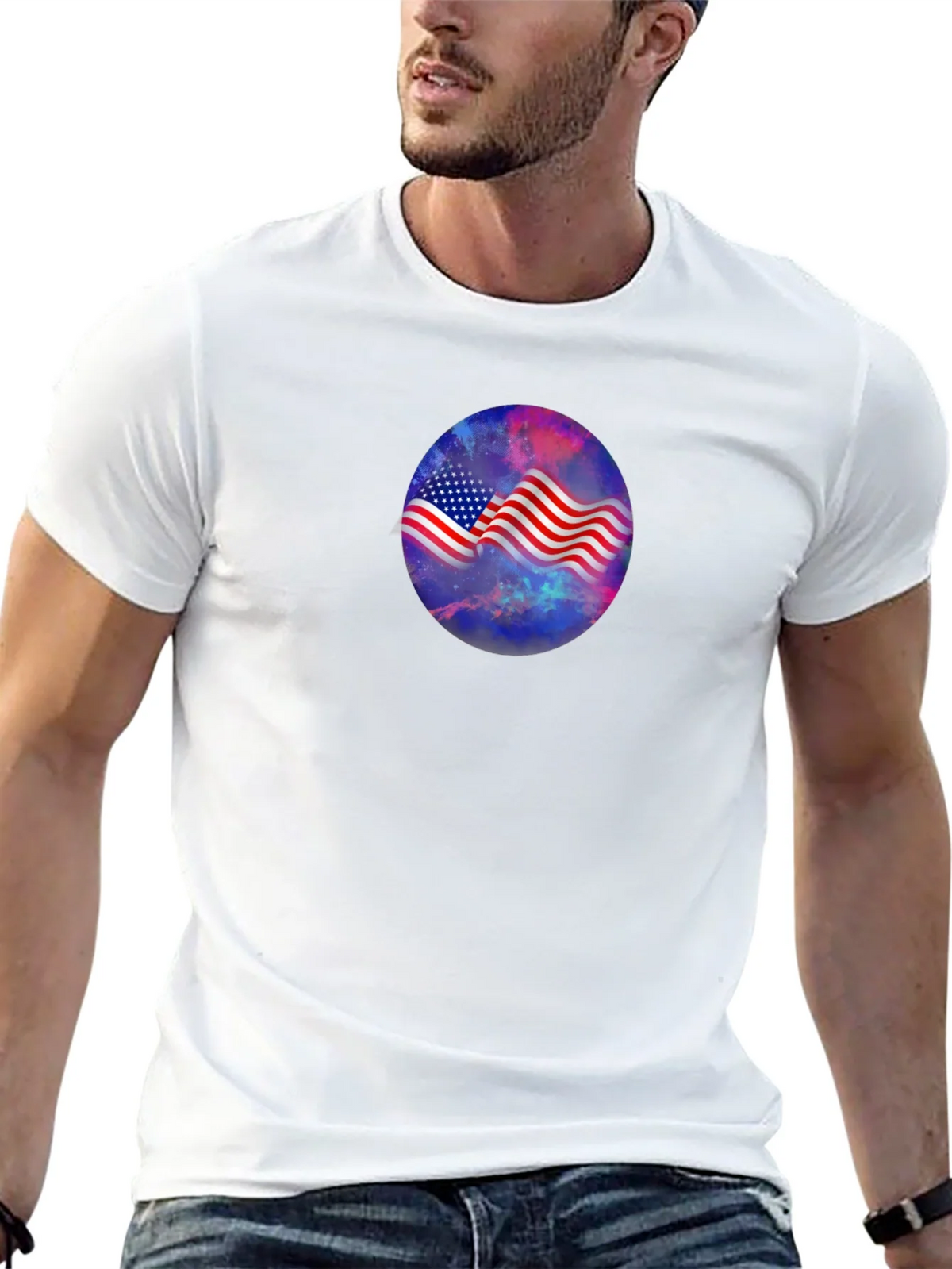 American Flag Galaxy Graphic Tee - Patriotic Style product image 12