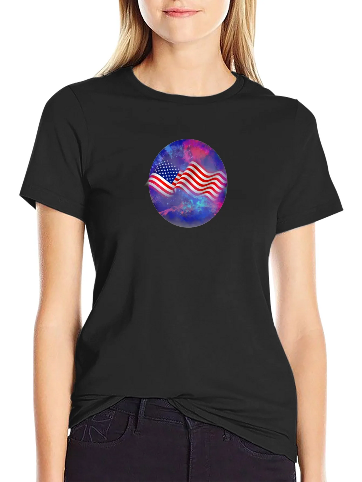 American Flag Galaxy Graphic Tee - Patriotic Style product image 2