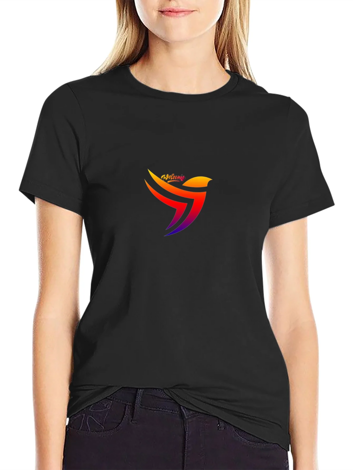 Modern Bird Logo Black T-Shirt product image 2