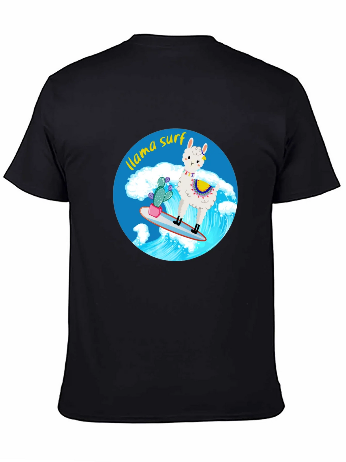 Llama Surf Graphic Tee - Black Cotton T-Shirt product image 4