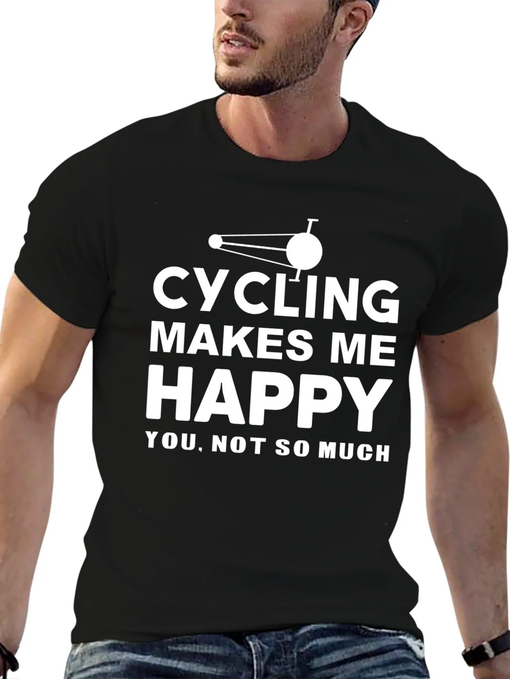 Cycling Makes Me Happy T-Shirt - Funny Biker Tee product image 6