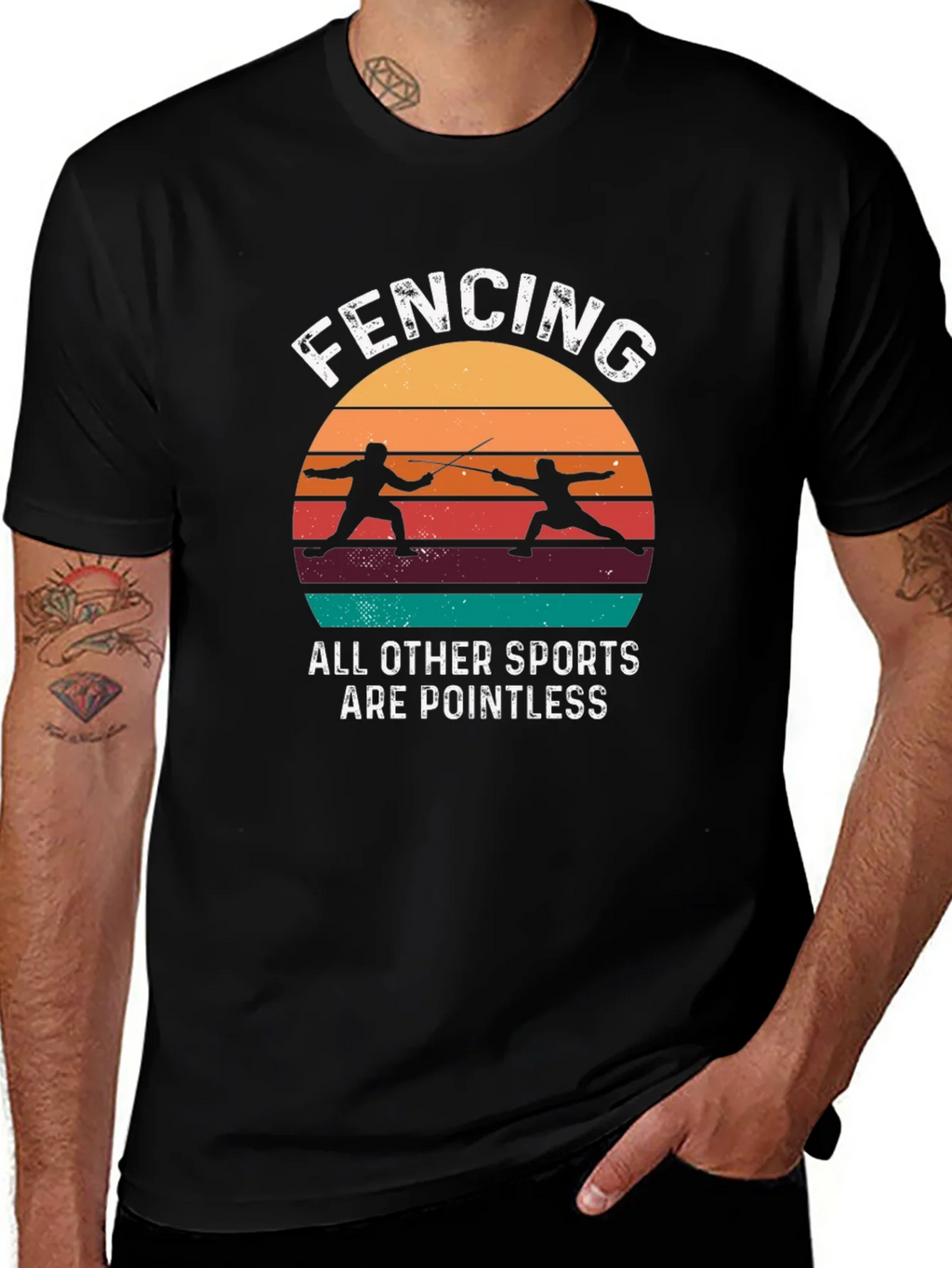 Fencing Retro Graphic T-Shirt product image 1