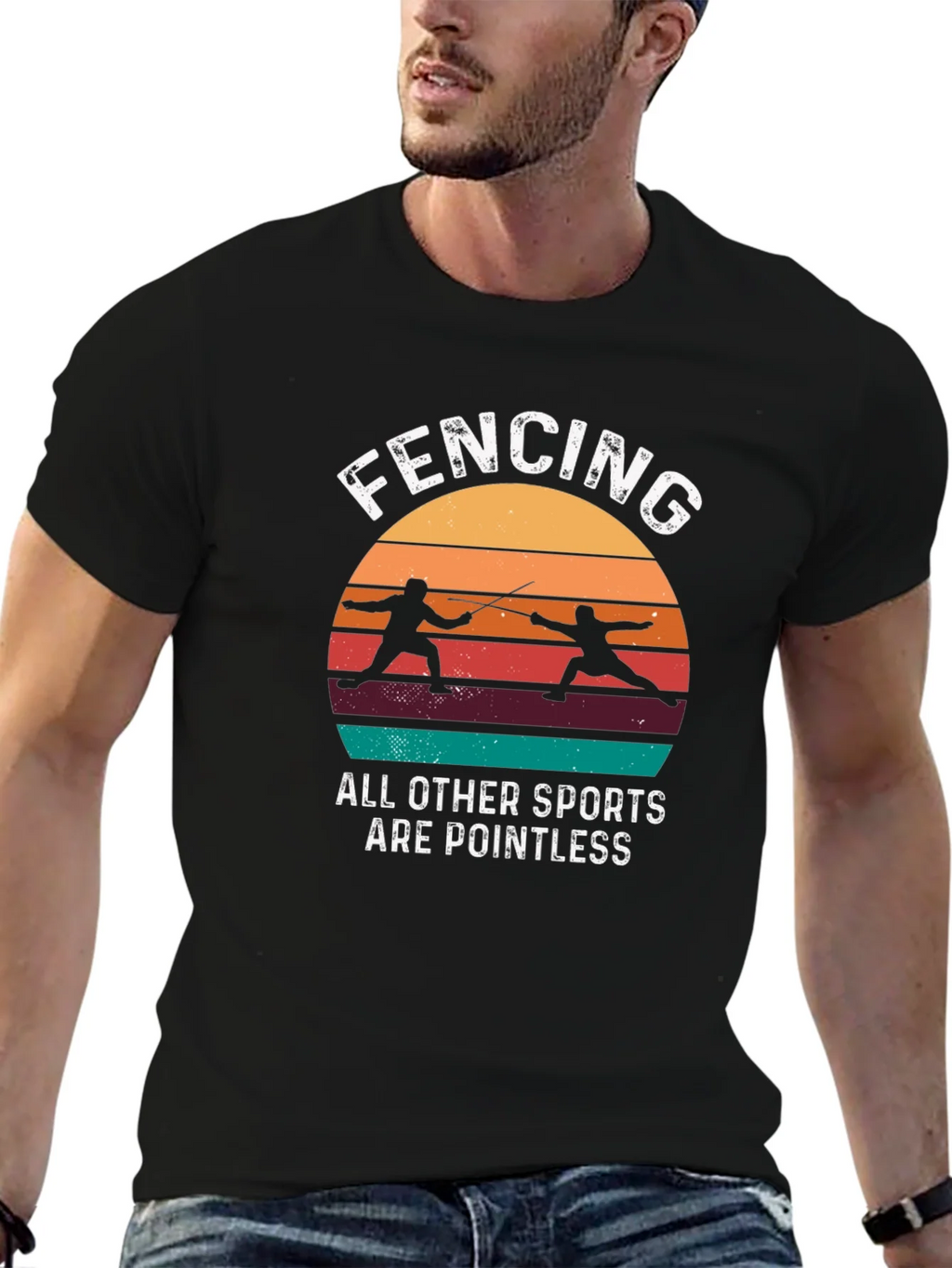 Fencing Retro Graphic T-Shirt product image 6