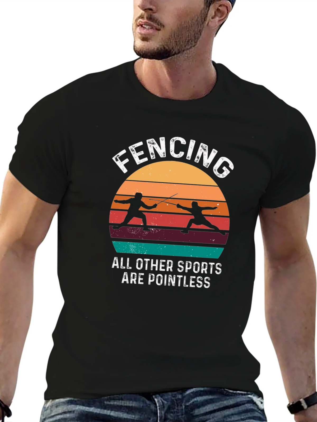Fencing Retro Graphic T-Shirt product image 6