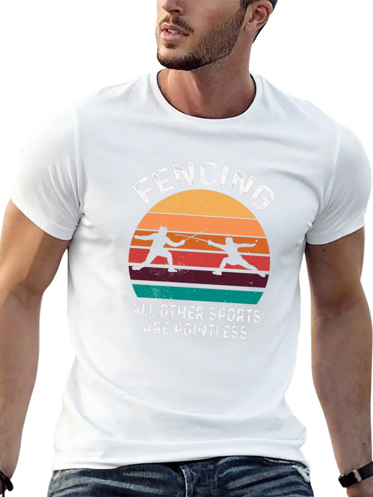 Fencing Retro Graphic T-Shirt product image 12