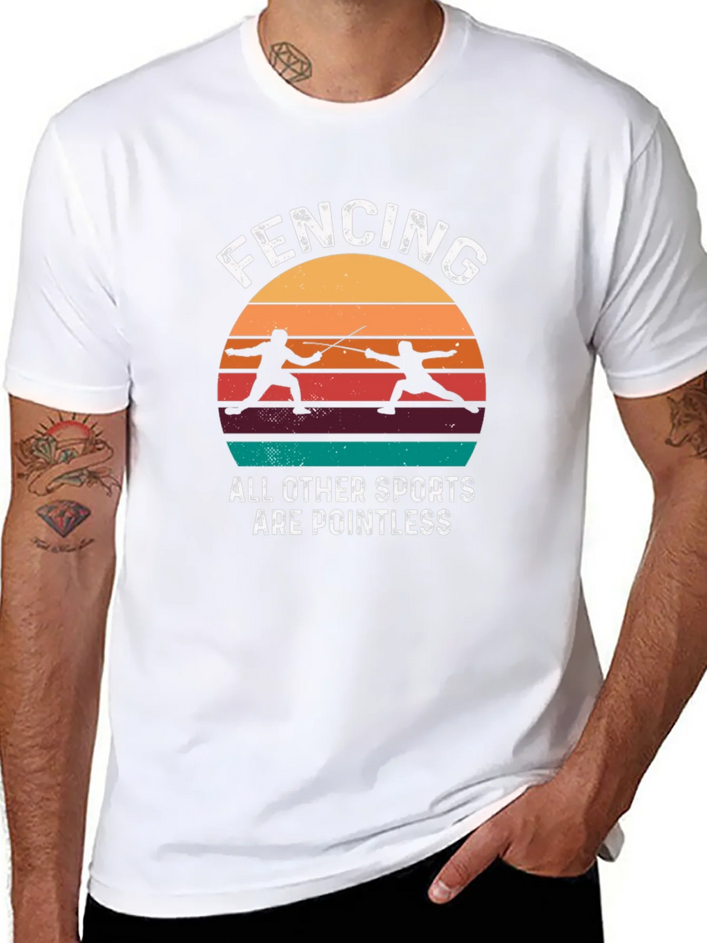 Fencing Retro Graphic T-Shirt product image 7