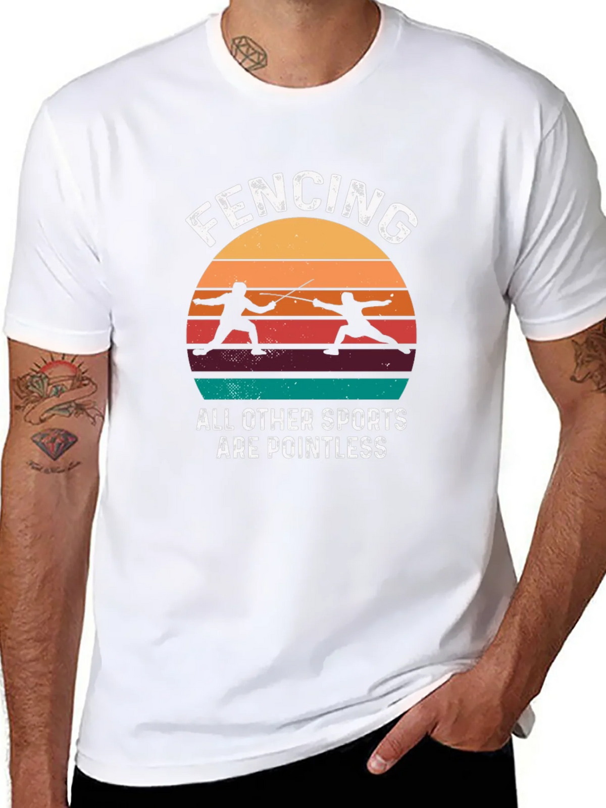 Fencing Retro Graphic T-Shirt product image 7