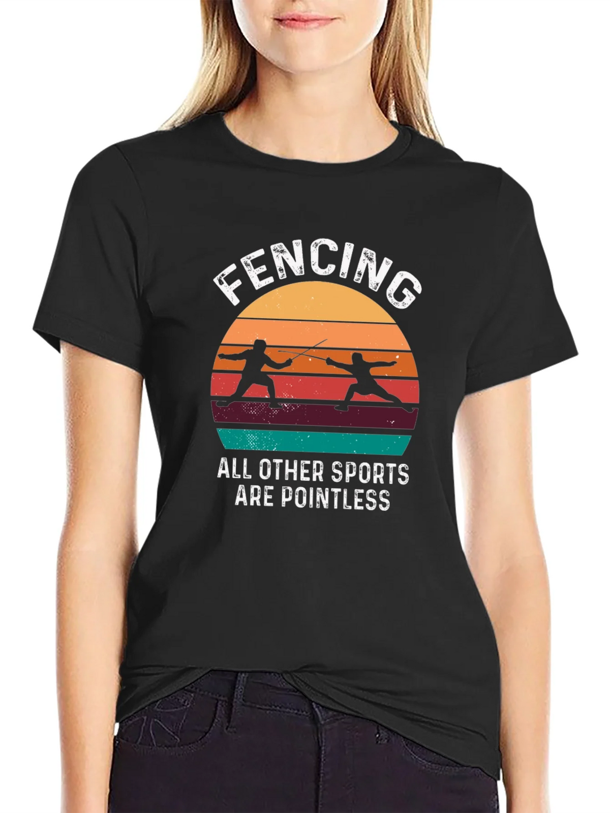 Fencing Retro Graphic T-Shirt product image 2