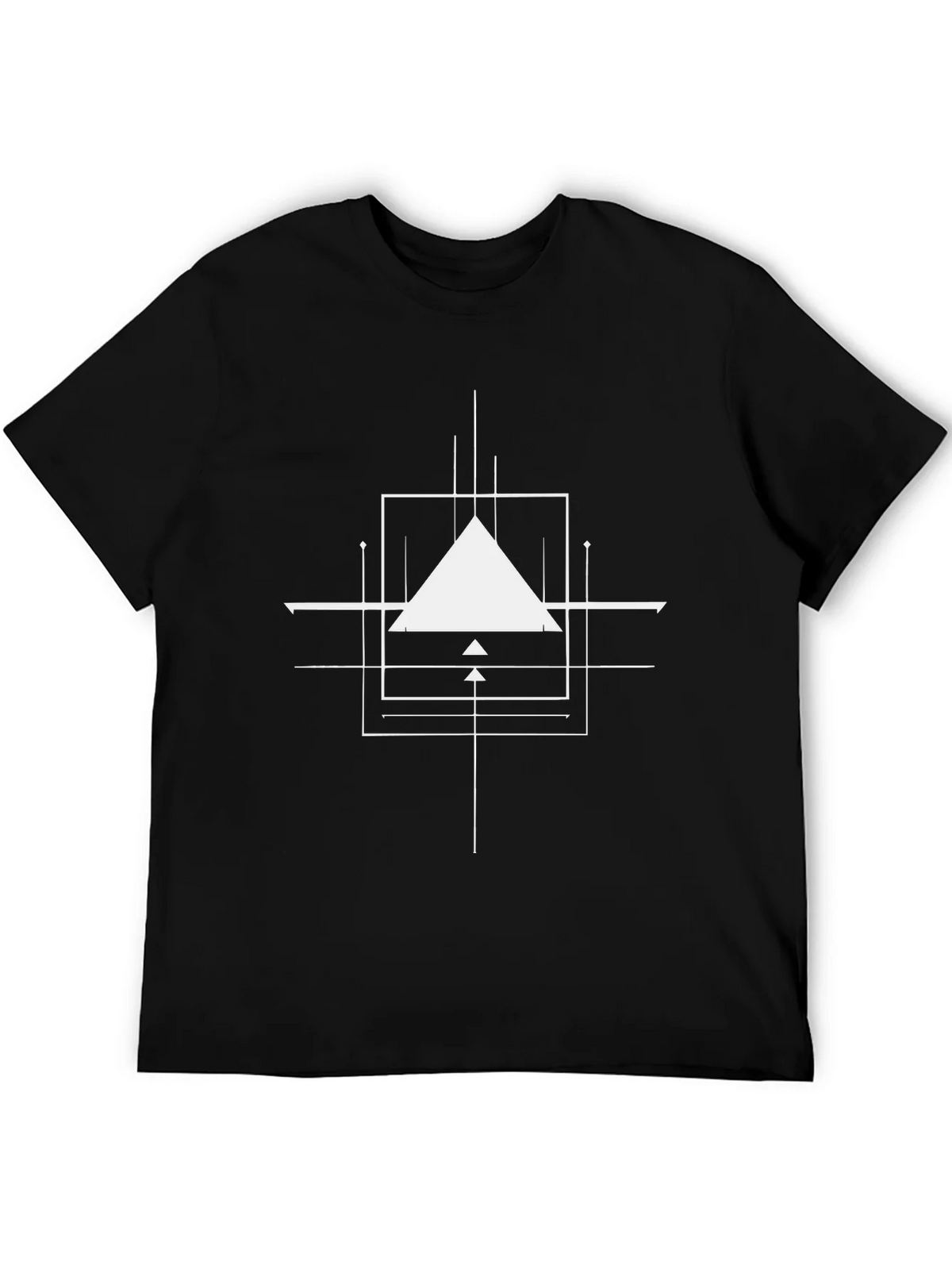 Geometric Design Black Cotton T-Shirt product image 5