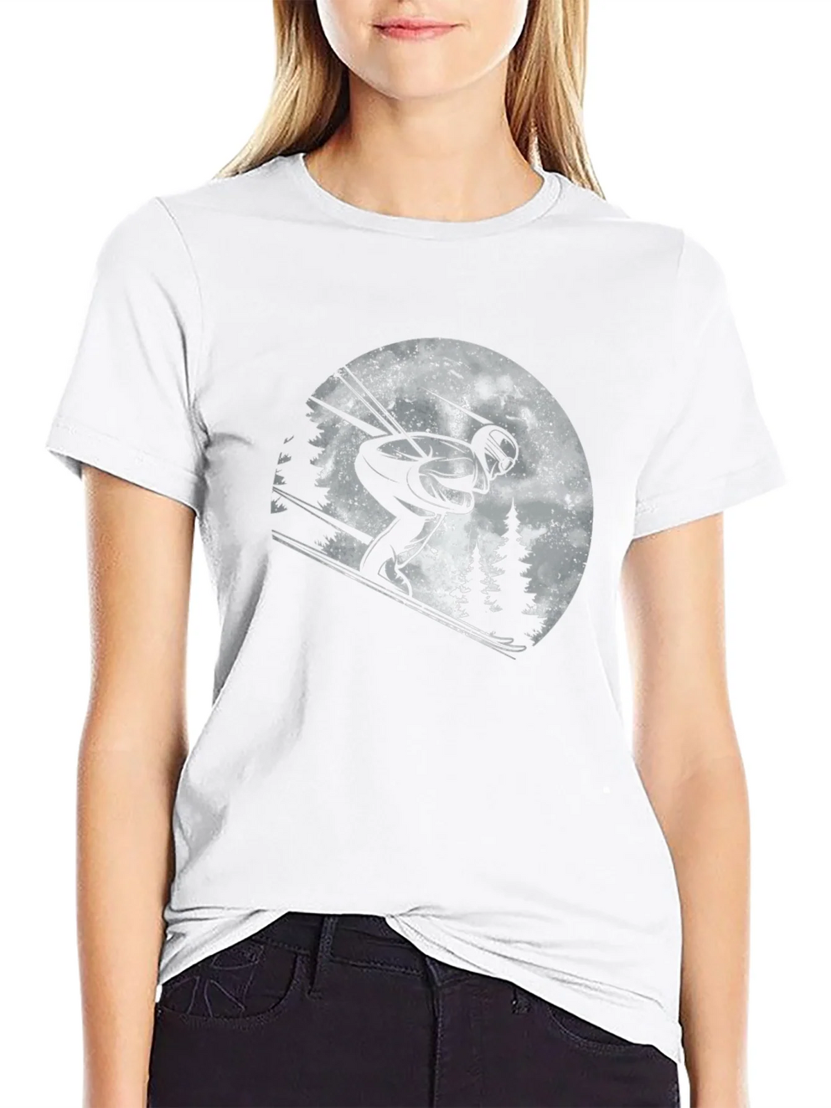 Skiing Graphic T-Shirt - Black Cotton Tee product image 8