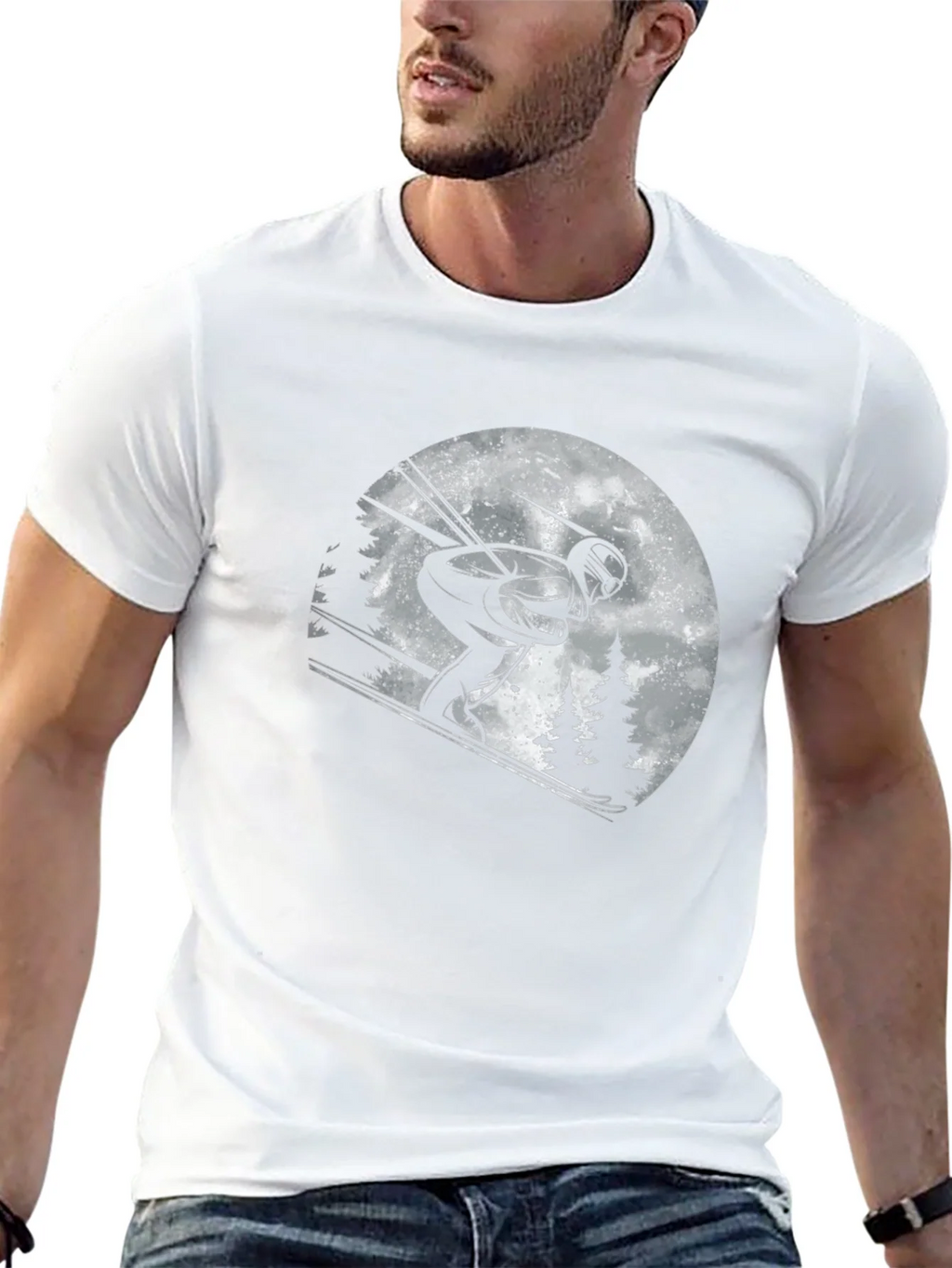 Skiing Graphic T-Shirt - Black Cotton Tee product image 12