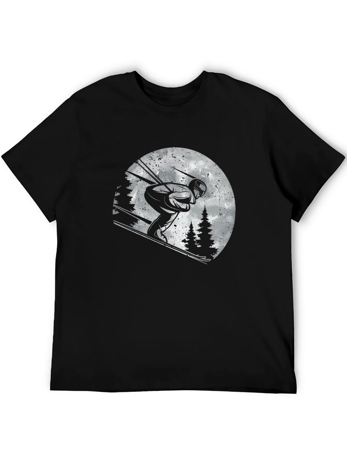 Skiing Graphic T-Shirt - Black Cotton Tee product image 5