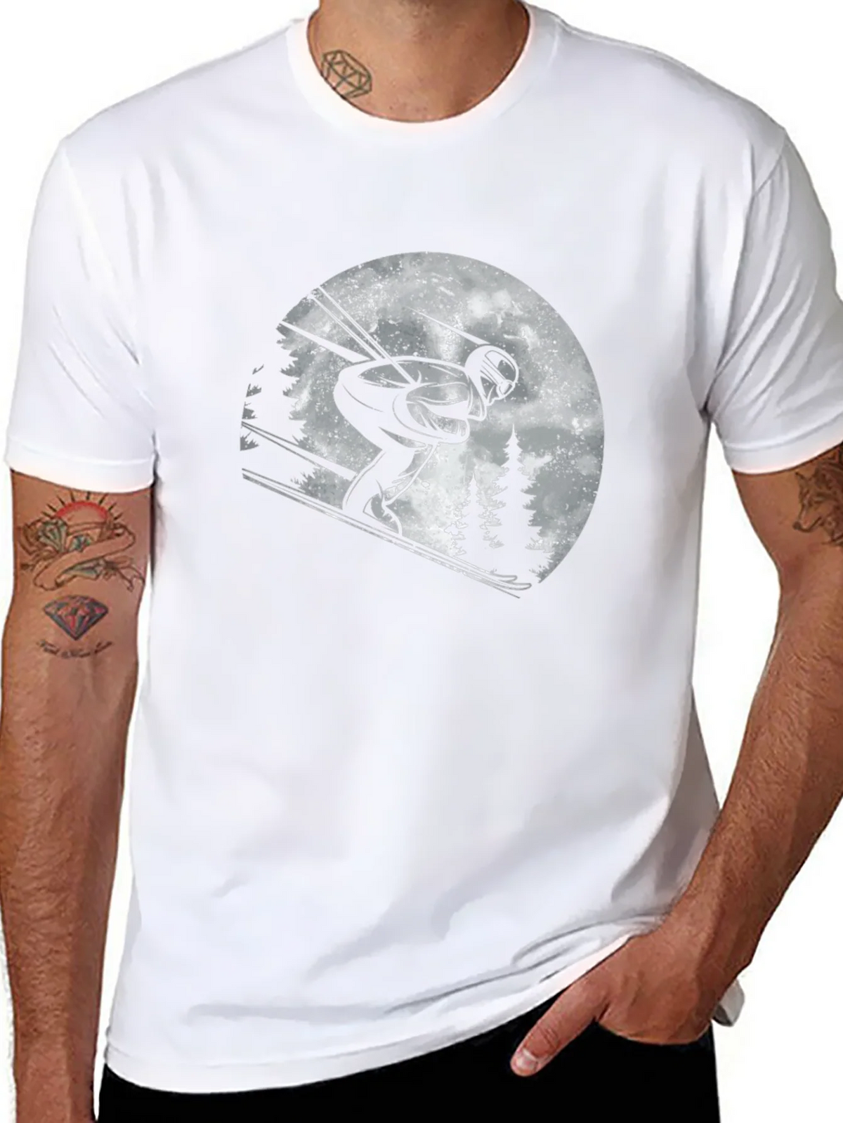 Skiing Graphic T-Shirt - Black Cotton Tee product image 7