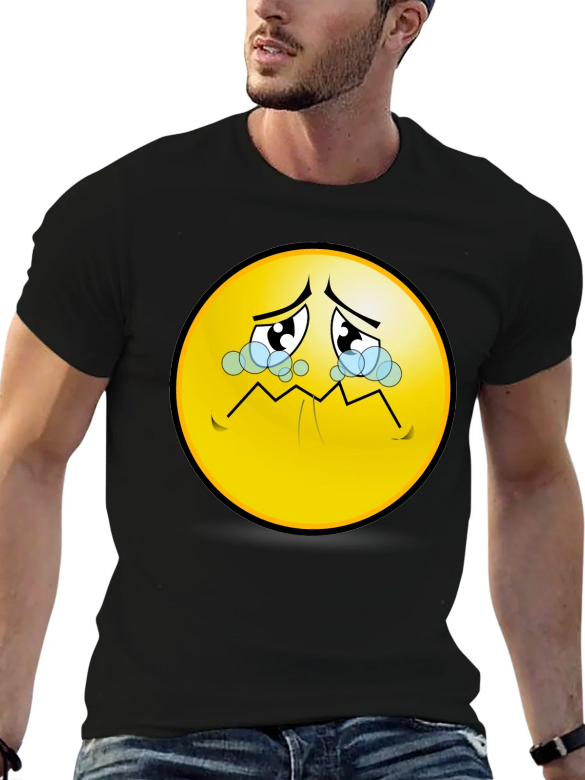 Sad Emoji T-Shirt - Black Graphic Tee product image 6