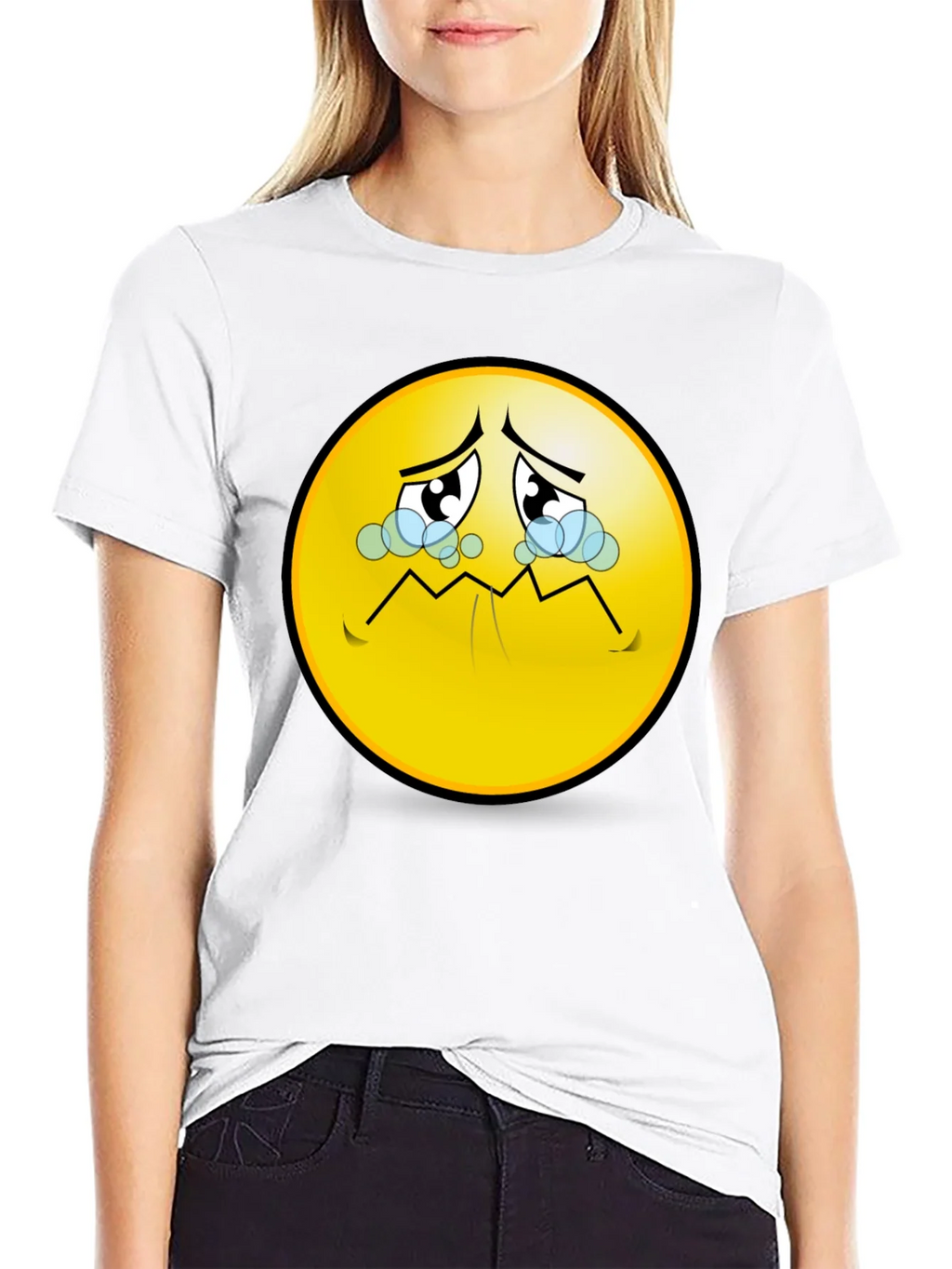 Sad Emoji T-Shirt - Black Graphic Tee product image 8