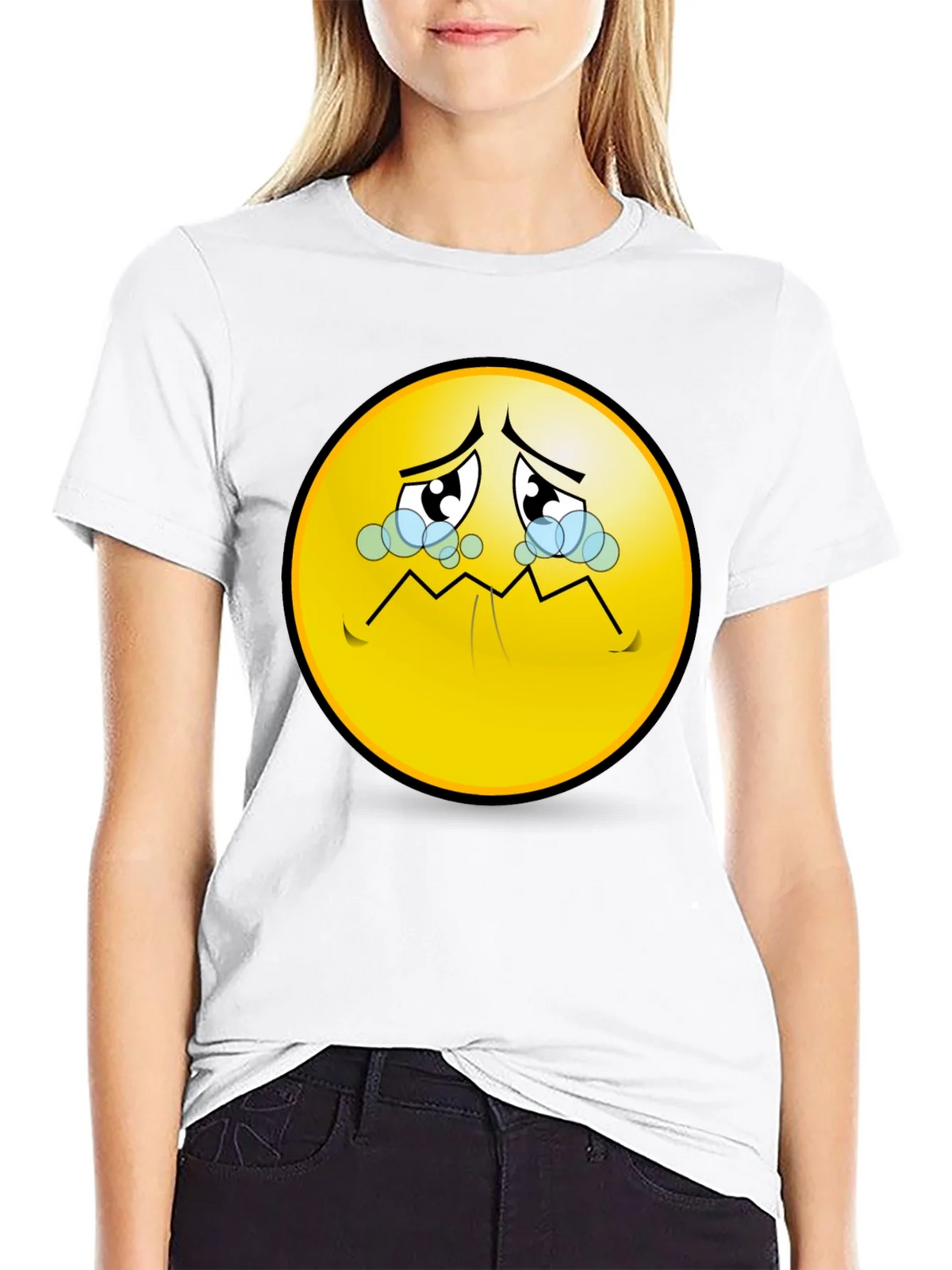 Sad Emoji T-Shirt - Black Graphic Tee product image 8