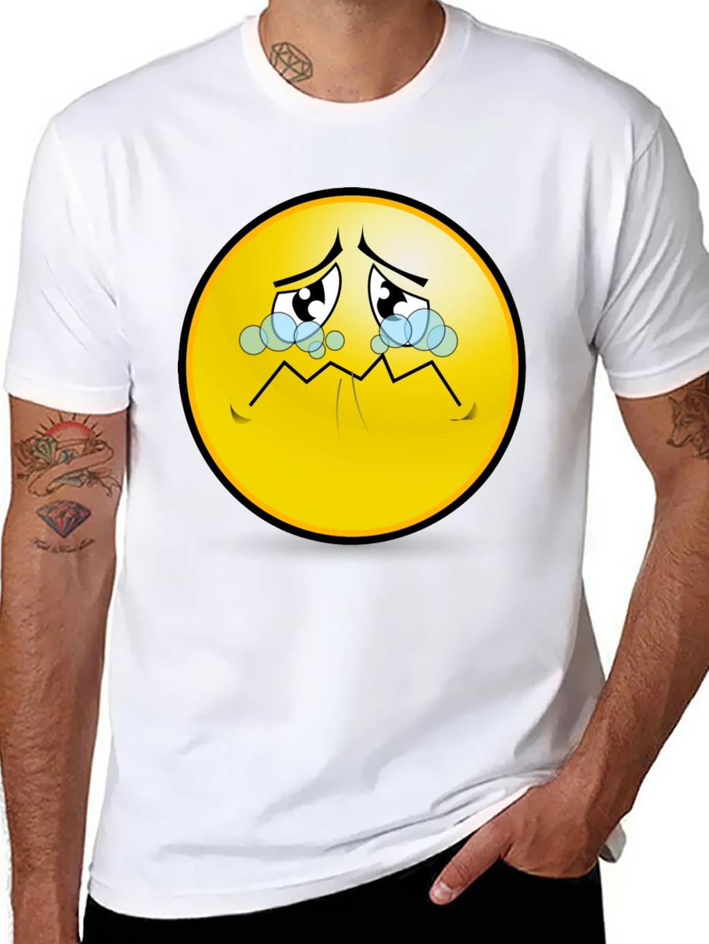 Sad Emoji T-Shirt - Black Graphic Tee product image 7