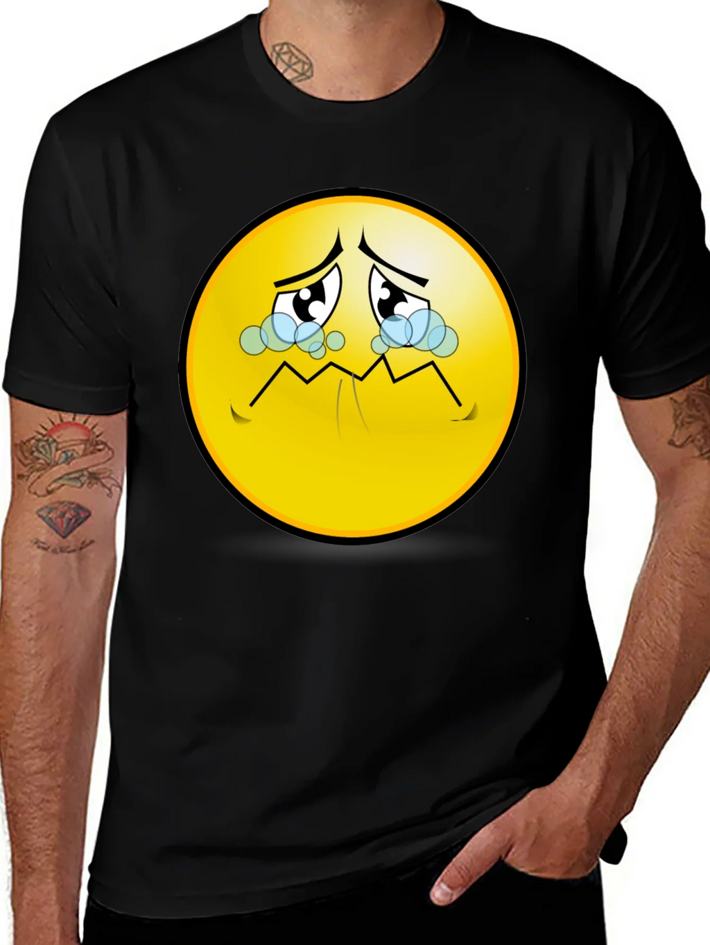 Sad Emoji T-Shirt - Black Graphic Tee product image 1