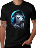 Seal with Headphones T-Shirt - Cool Graphic Tee product image 1