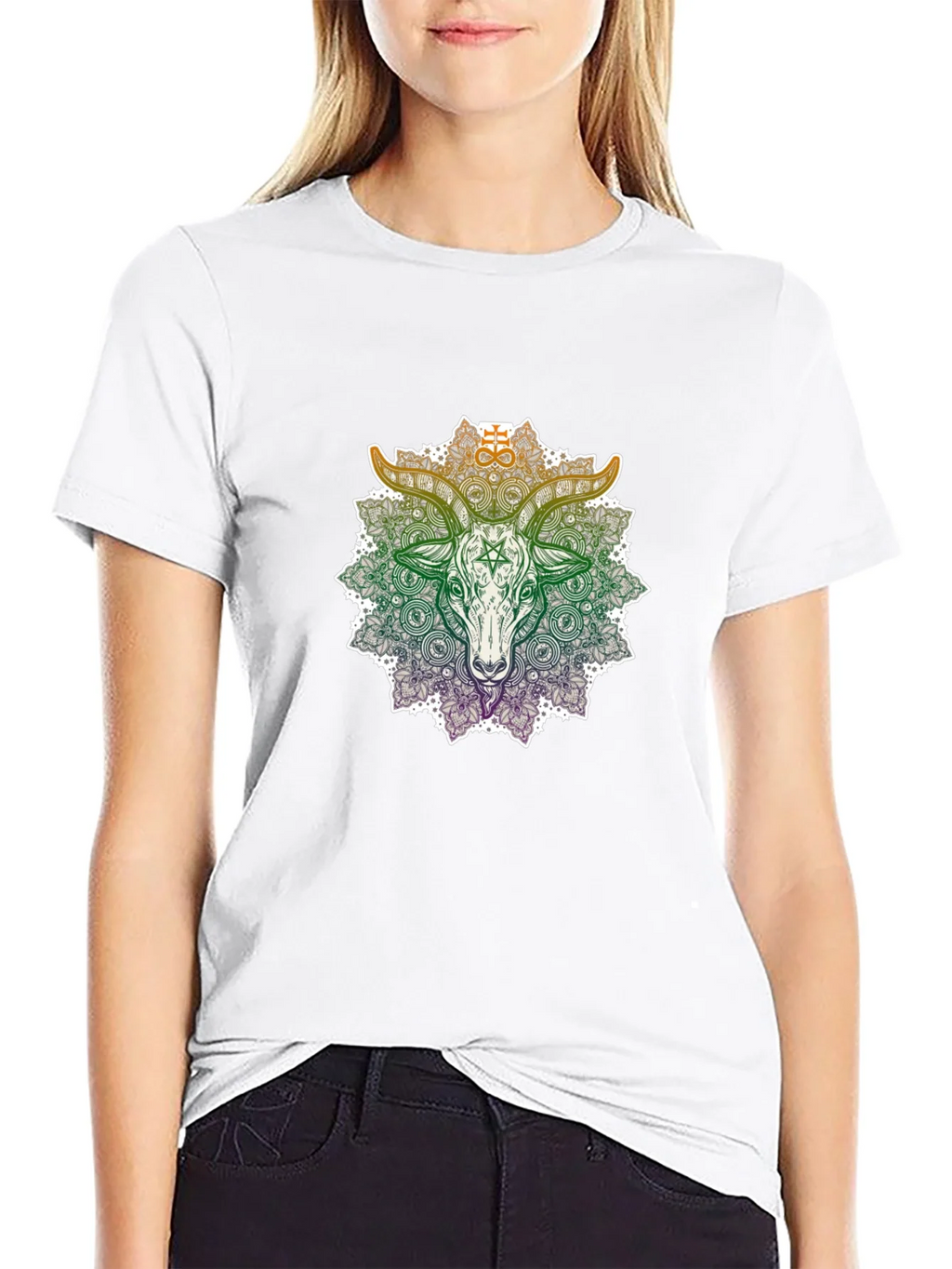 Occult Goat Mandala Graphic T-Shirt product image 4