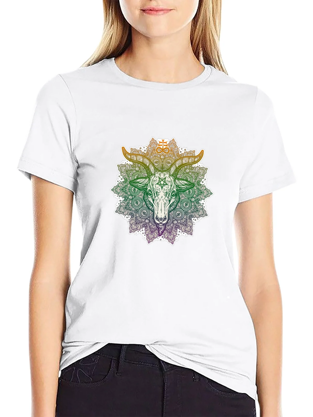 Occult Goat Mandala Graphic T-Shirt product image 4