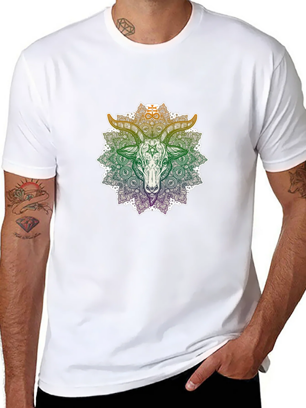 Occult Goat Mandala Graphic T-Shirt product image 3