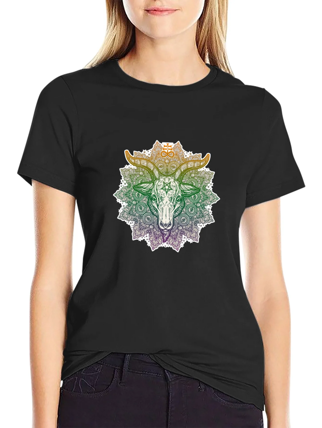 Occult Goat Mandala Graphic T-Shirt product image 1