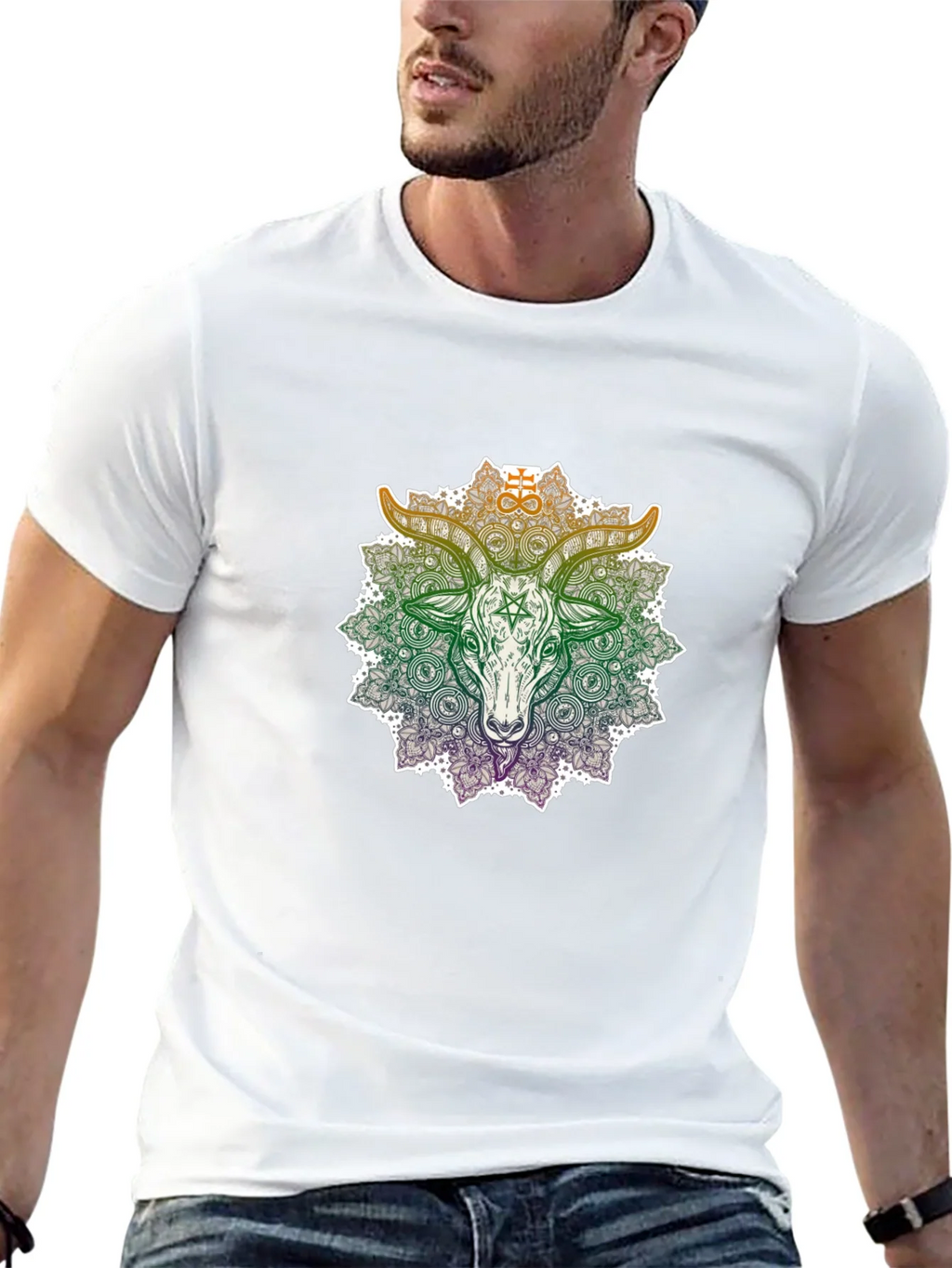 Occult Goat Mandala Graphic T-Shirt product image 5