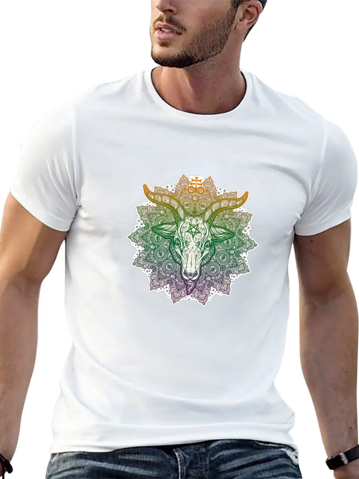 Occult Goat Mandala Graphic T-Shirt product image 5