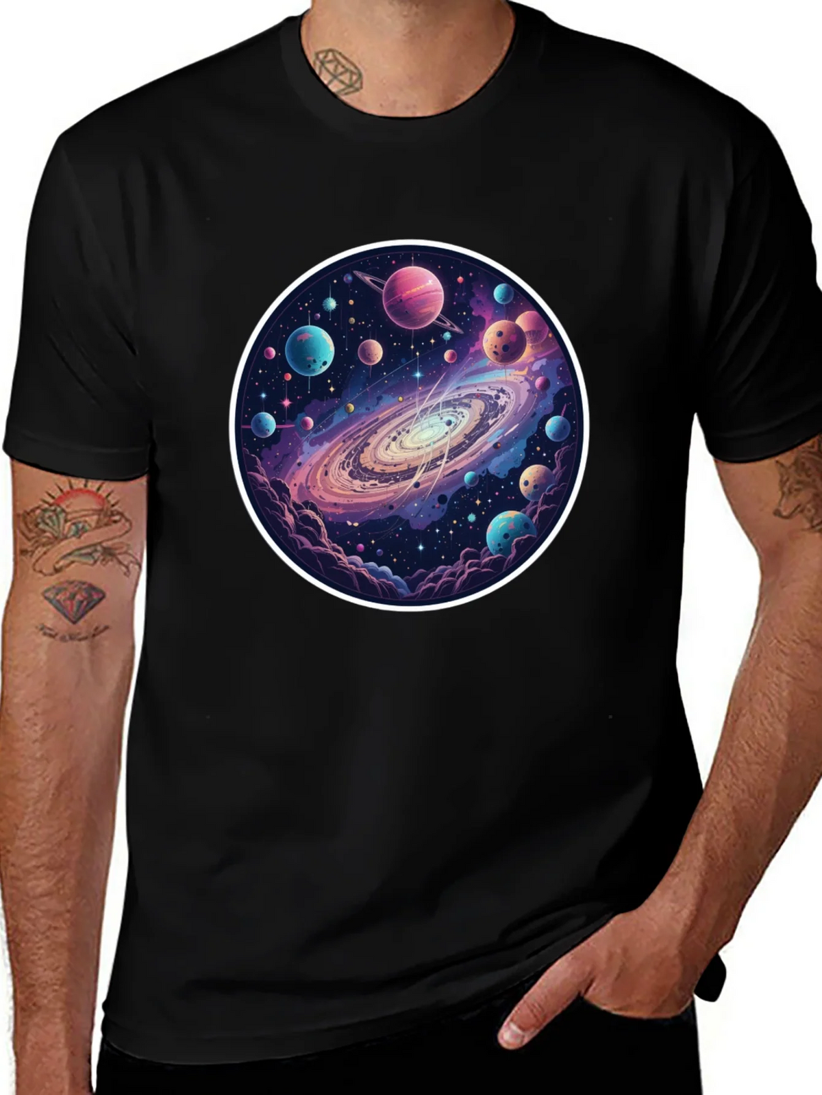 Galaxy Planets Graphic Tee - Mens Black T-Shirt product image 1
