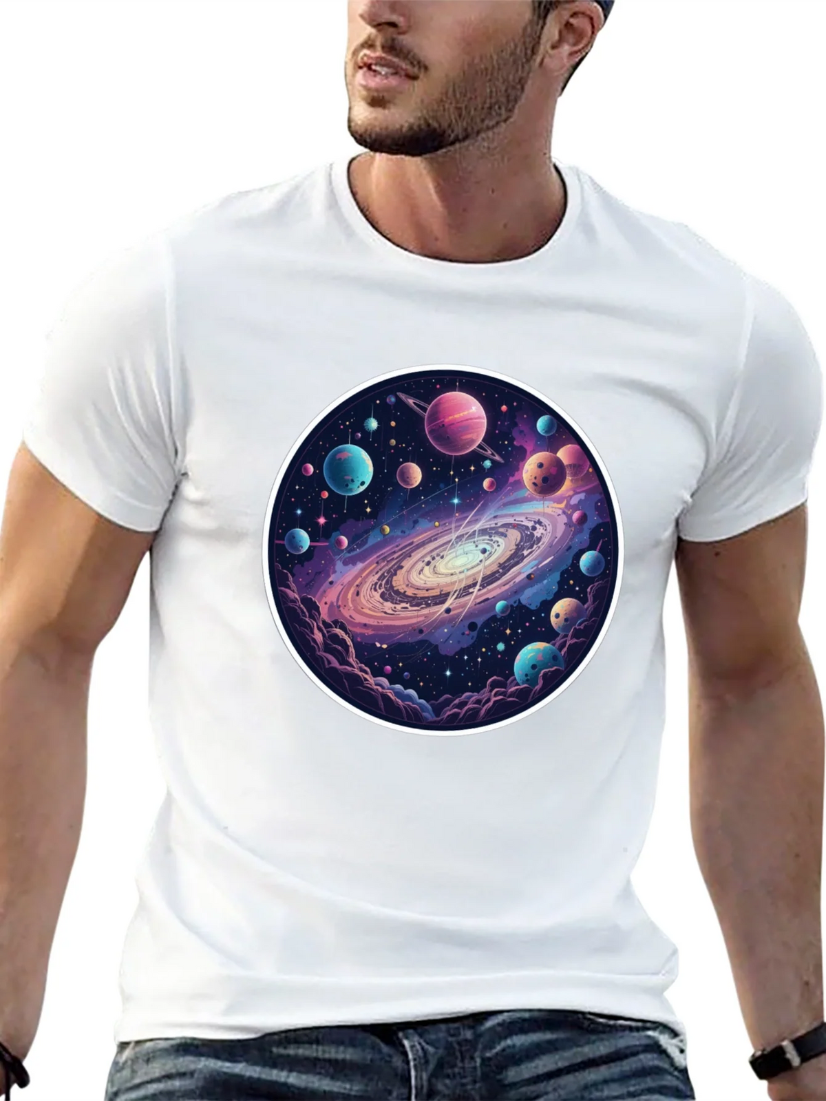 Galaxy Planets Graphic Tee - Mens Black T-Shirt product image 12