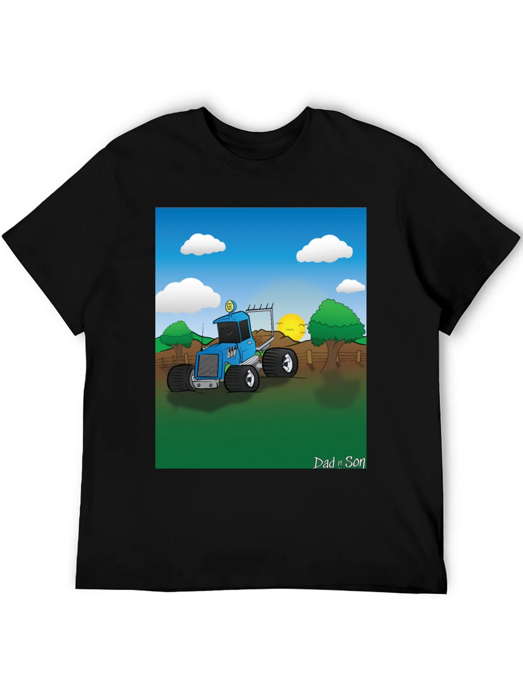 Dad n Son Cartoon Tractor Graphic T-Shirt product image 5