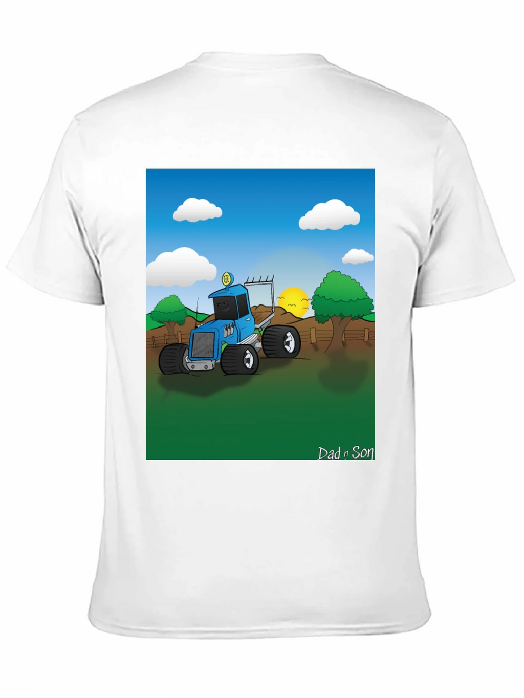 Dad n Son Cartoon Tractor Graphic T-Shirt product image 10
