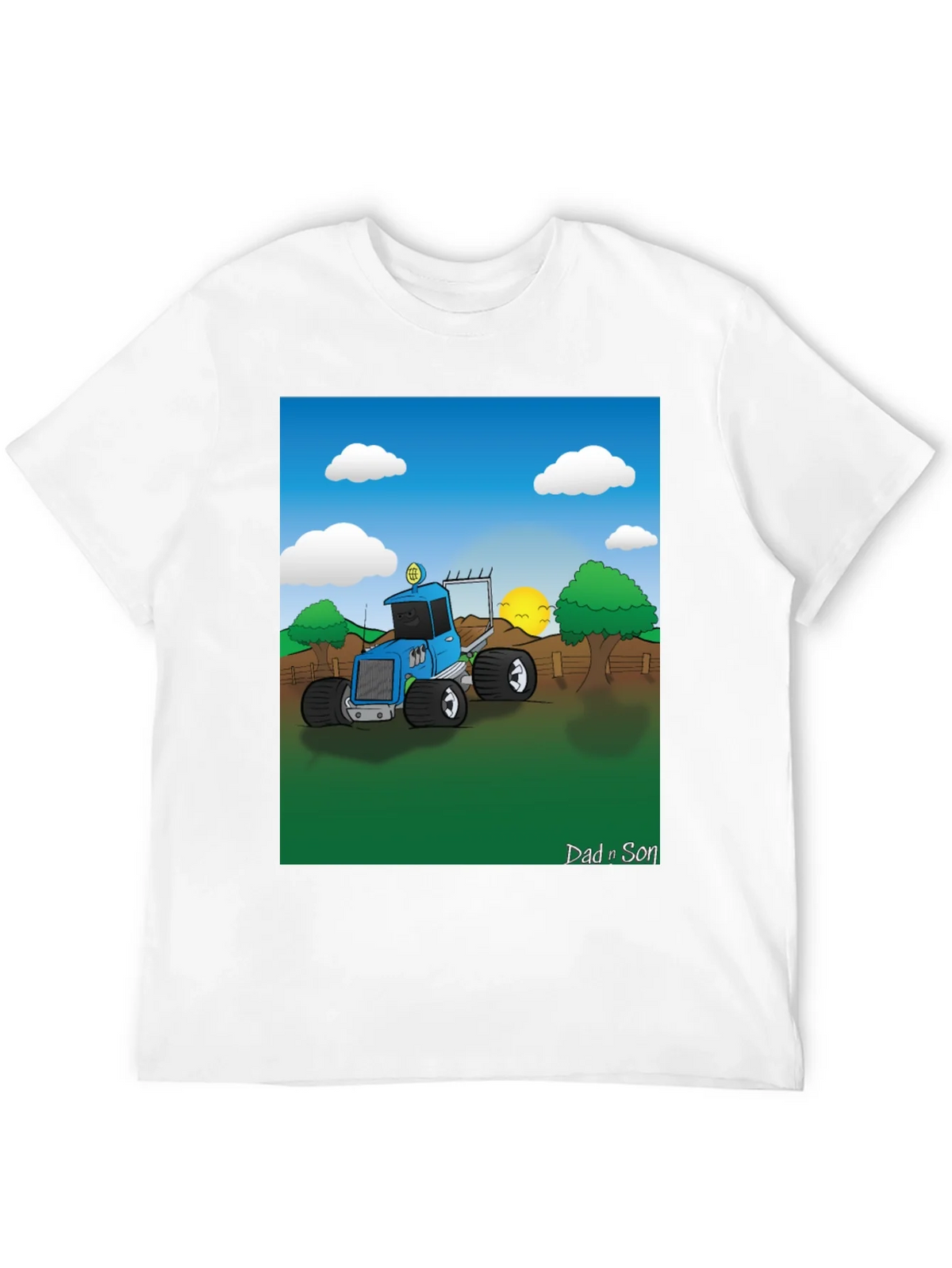 Dad n Son Cartoon Tractor Graphic T-Shirt product image 11