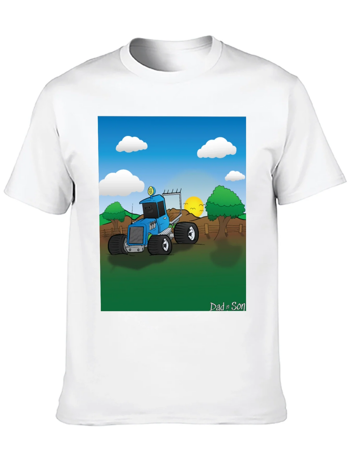 Dad n Son Cartoon Tractor Graphic T-Shirt product image 9
