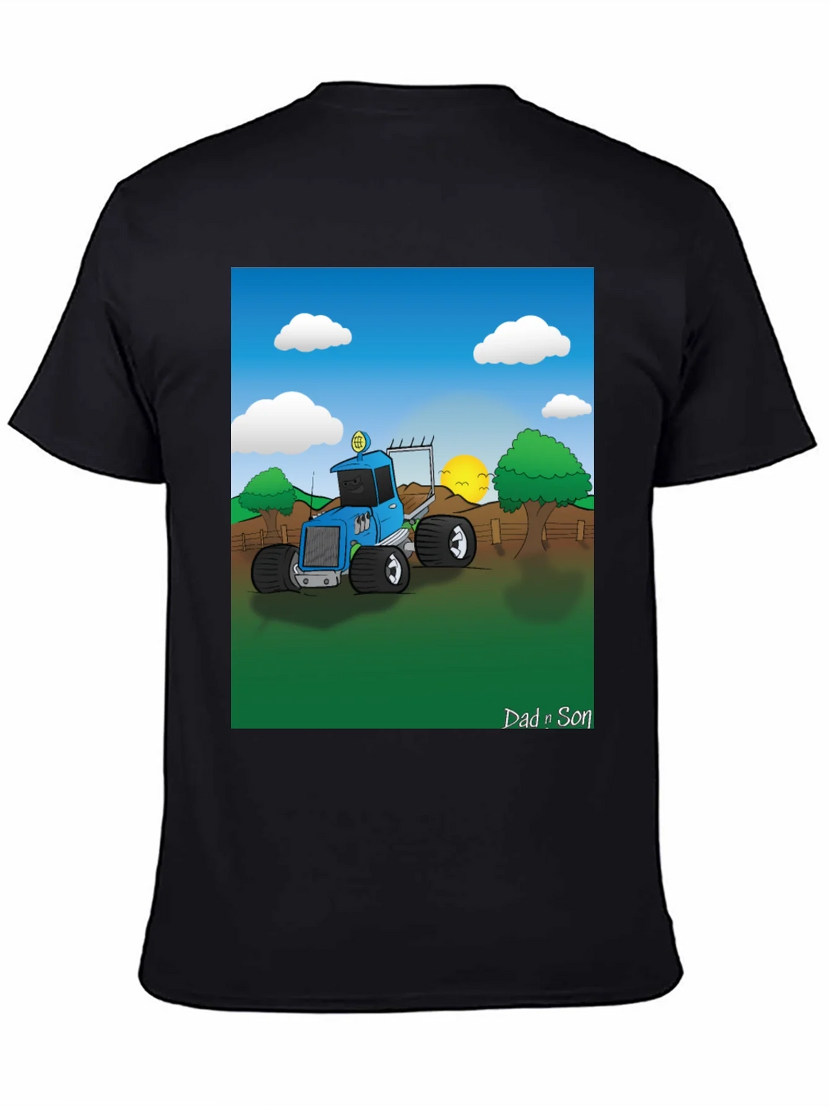 Dad n Son Cartoon Tractor Graphic T-Shirt product image 4