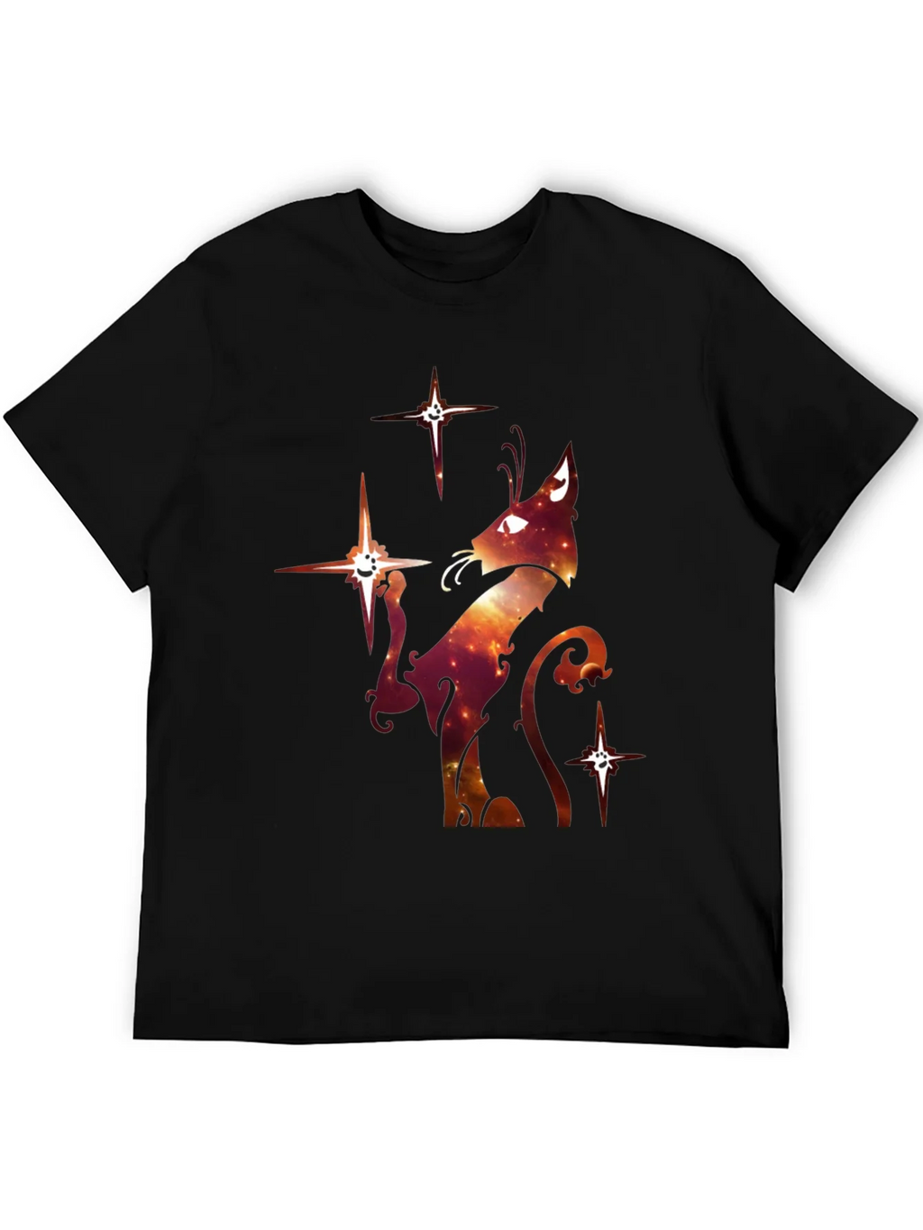 Celestial Cat Graphic T-Shirt - Black Cotton Blend product image 5