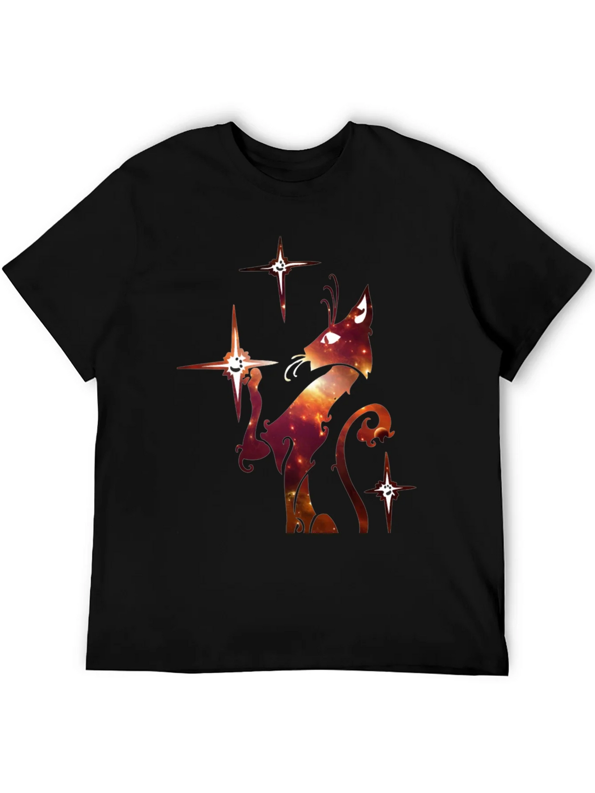Celestial Cat Graphic T-Shirt - Black Cotton Blend product image 5