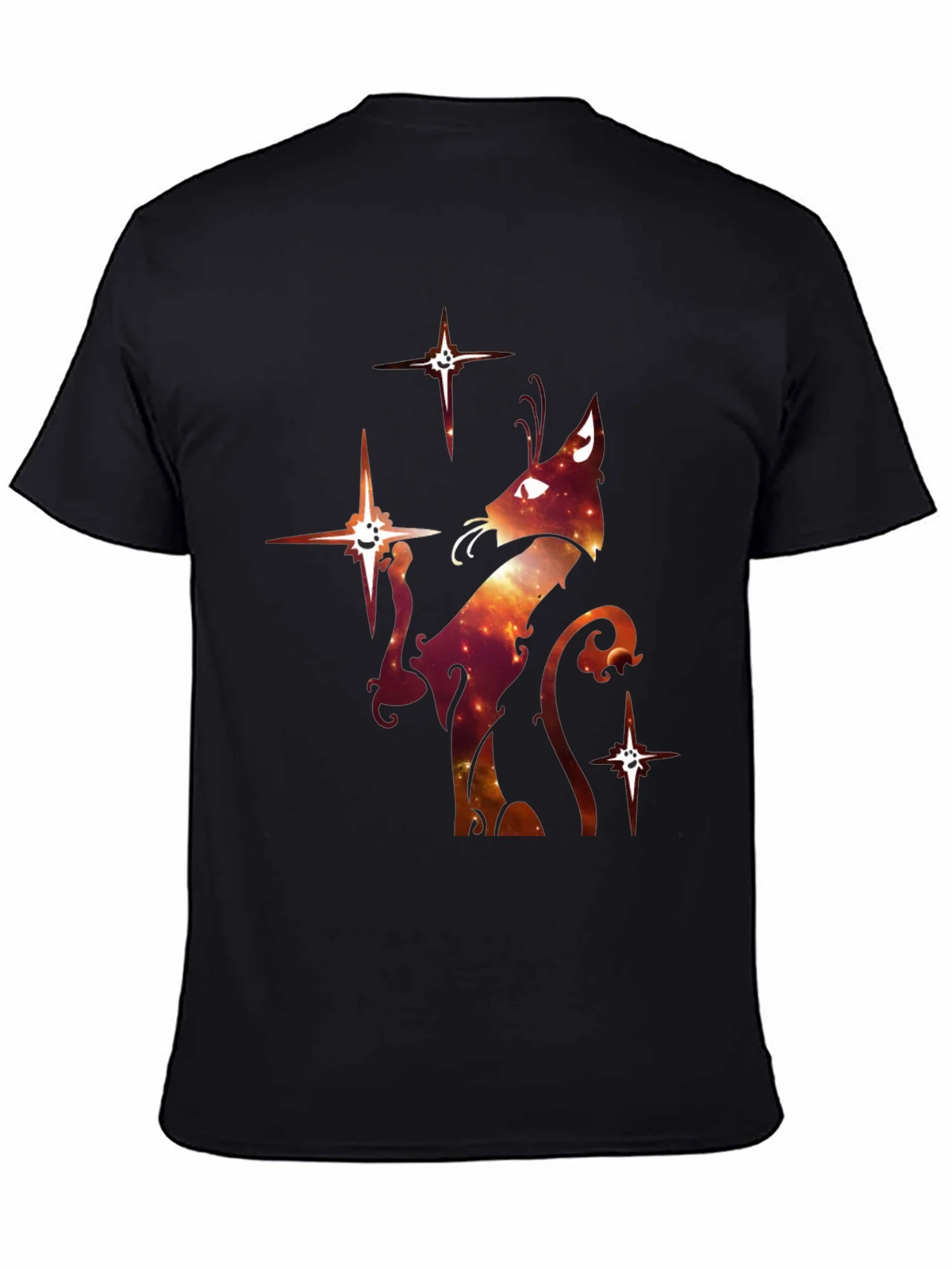 Celestial Cat Graphic T-Shirt - Black Cotton Blend product image 4