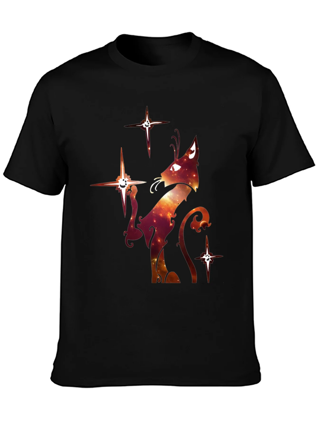 Celestial Cat Graphic T-Shirt - Black Cotton Blend product image 3