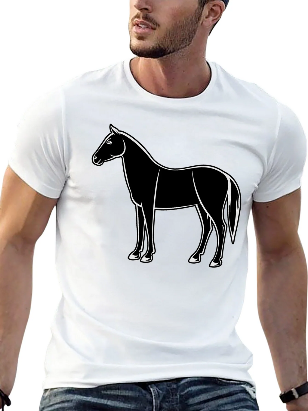Horse Graphic Black T-Shirt Mens Fashion product image 12