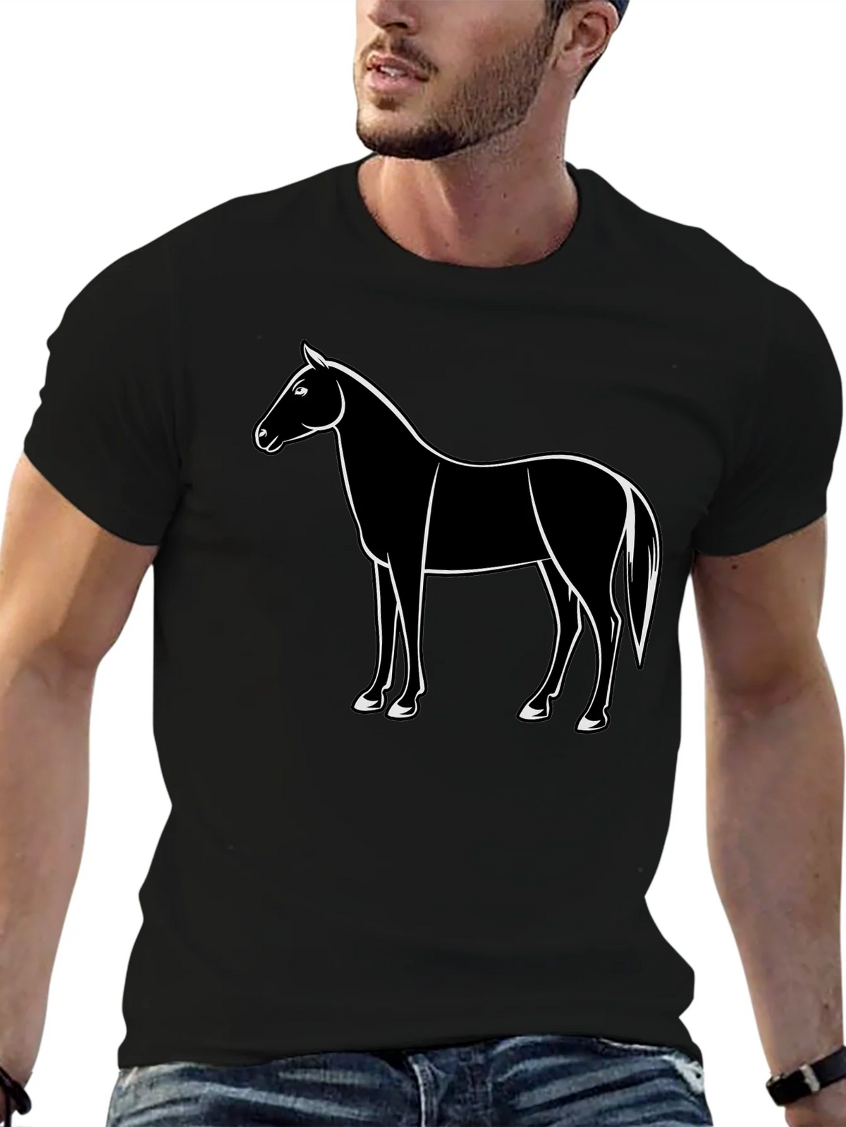 Horse Graphic Black T-Shirt Mens Fashion product image 6