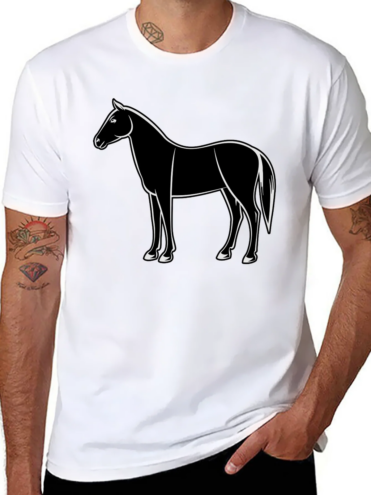 Horse Graphic Black T-Shirt Mens Fashion product image 7