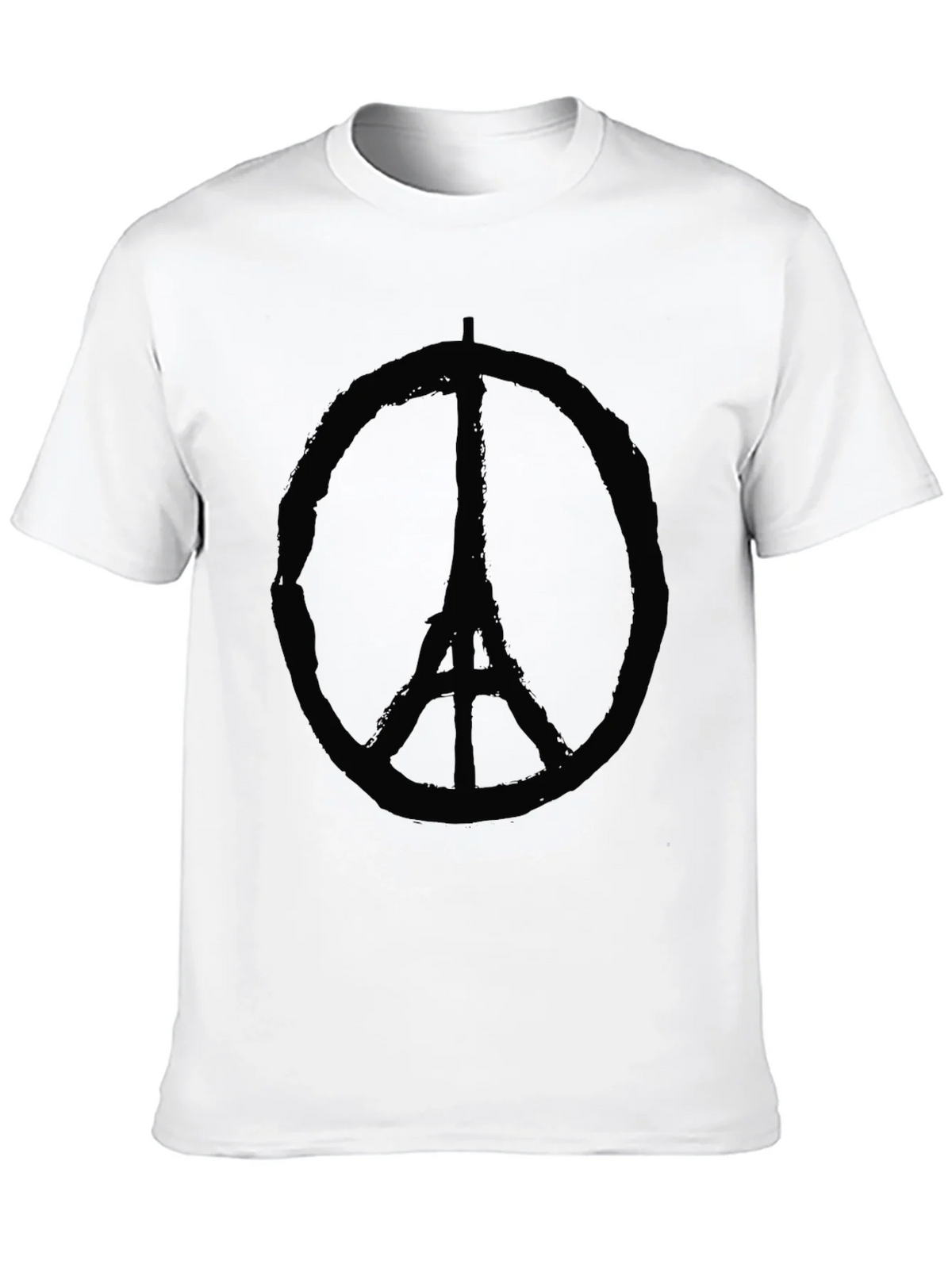 Eiffel Tower Peace Sign Graphic Black T-Shirt product image 9