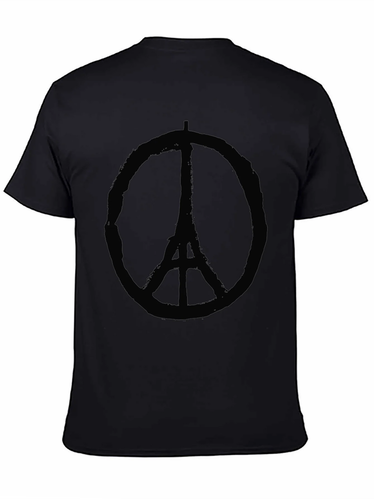 Eiffel Tower Peace Sign Graphic Black T-Shirt product image 4